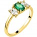 Χρυσό δαχτυλίδι Κ14 με λευκά και πράσινο ζιργκόν
